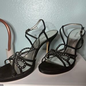 Pesaro Black Strappy Crystal Heels
